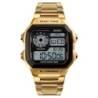 Reloj SKMEI Square 1335 Dual Timer Backlight Correas Acero - Dorado