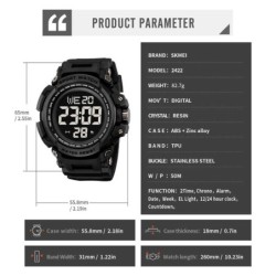 Reloj Skmei 2422 Hombre Digital Deportivo Alarma 2 Tiempos - Negro