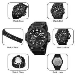 Reloj Skmei 2383 Hombre Deportivo Alarma Cronómetro LED - Negro
