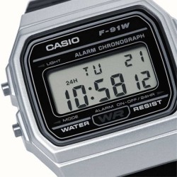 Reloj Casio F91W Clásico Digital Unisex Alarma Cronómetro Luz - Plata