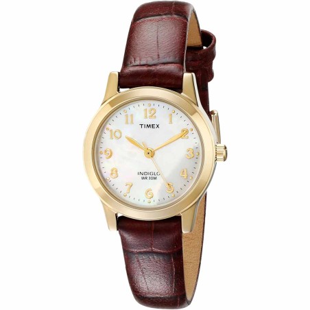 Reloj Timex Mujer T21693 Essex Ave Analógico Indiglo Perlado - Dorado