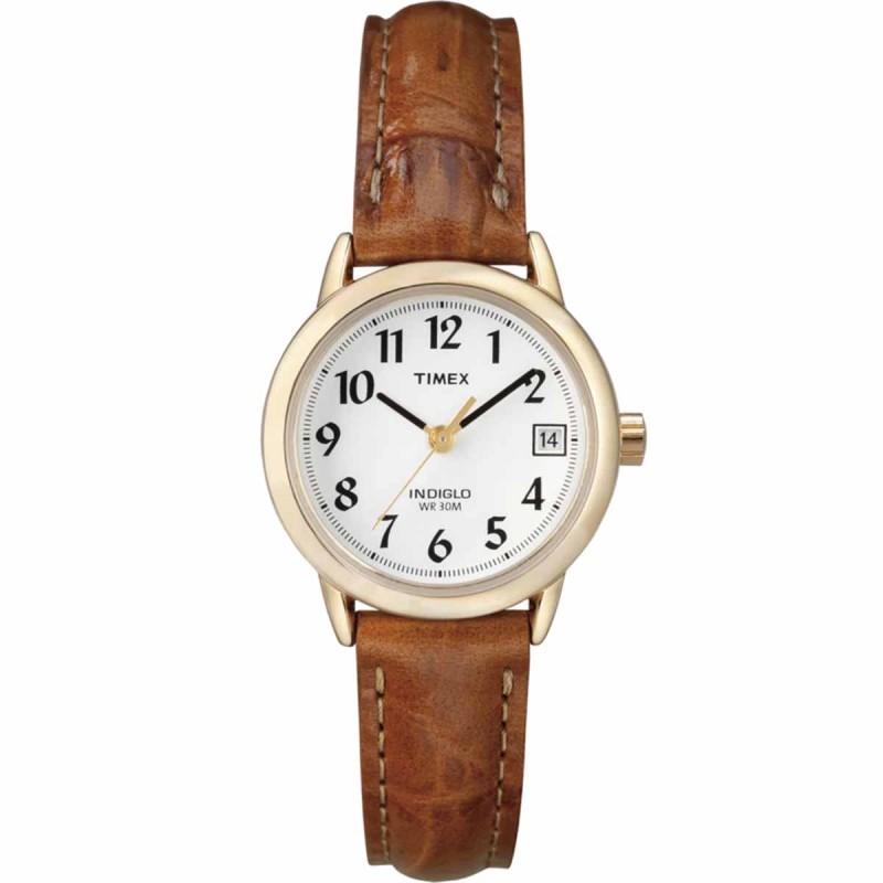 Reloj Timex Mujer T2J761 Easy Reader Fechador Indiglo Cuero - Dorado