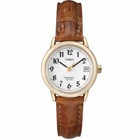 Reloj Timex Mujer T2J761 Easy Reader Fechador Indiglo Cuero - Dorado