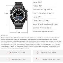 Reloj SmartWatch Skmei S236 Hombre Elegante IP67 Android iOS - Negro