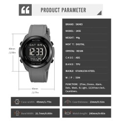 Reloj Skmei Hombre Digital Retroiluminado Multifunción Gris - 2455