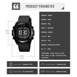 Reloj Skmei Hombre Digital Retroiluminado Multifunción Negro - 2455