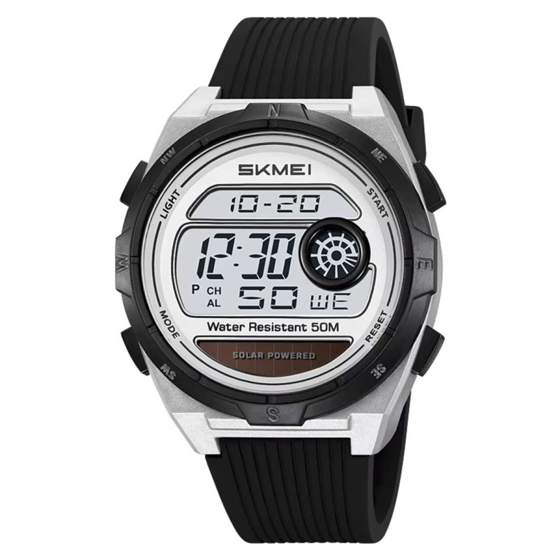 Reloj Skmei Hombre Digital Solar Dual Cronómetro Led Plata - 2436