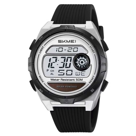Reloj Skmei Hombre Digital Solar Dual Cronómetro Led Plata - 2436