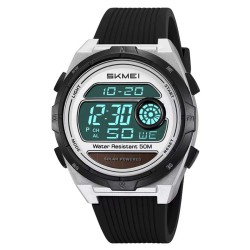 Reloj Skmei Hombre Digital Solar Dual Cronómetro Led Plata - 2436