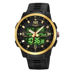Reloj Skmei Hombre Analógico Digital Casual Triple Hora Dorado - 2401