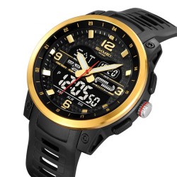 Reloj Skmei Hombre Analógico Digital Casual Triple Hora Dorado - 2401