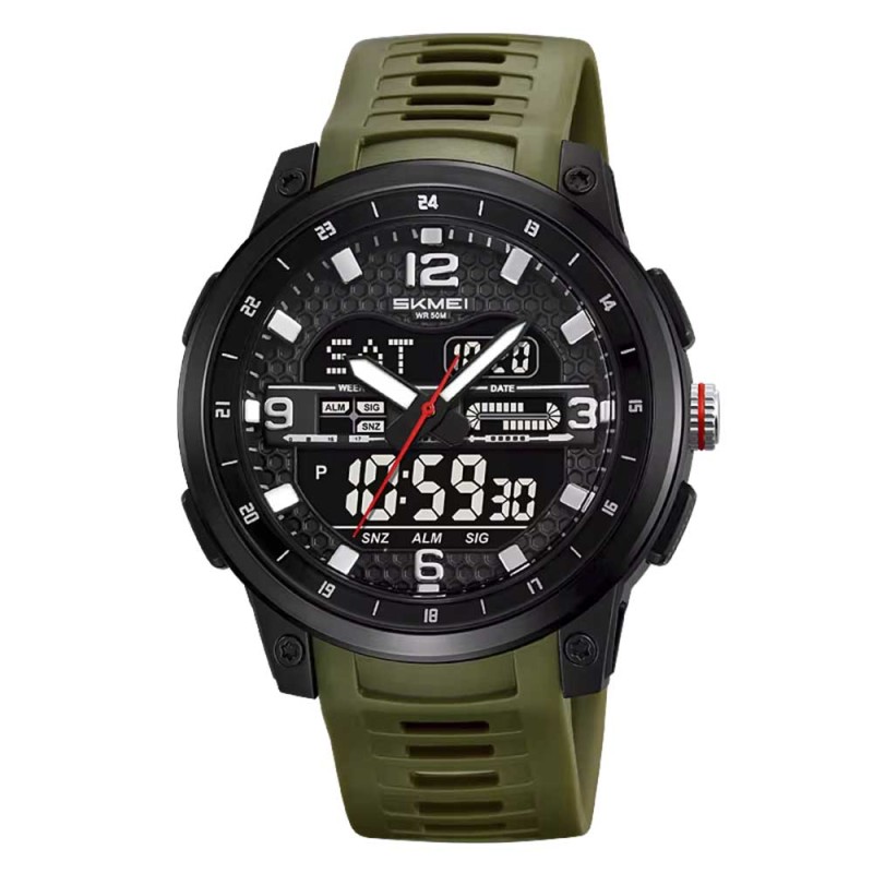 Reloj Skmei Hombre Analógico Digital Casual Triple Hora Verde - 2401