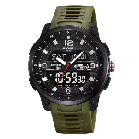 Reloj Skmei Hombre Analógico Digital Casual Triple Hora Verde - 2401