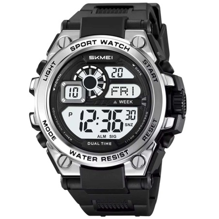 Reloj Skmei Hombre Digital Deportivo Cronómetro Dual LED Plata - 2318