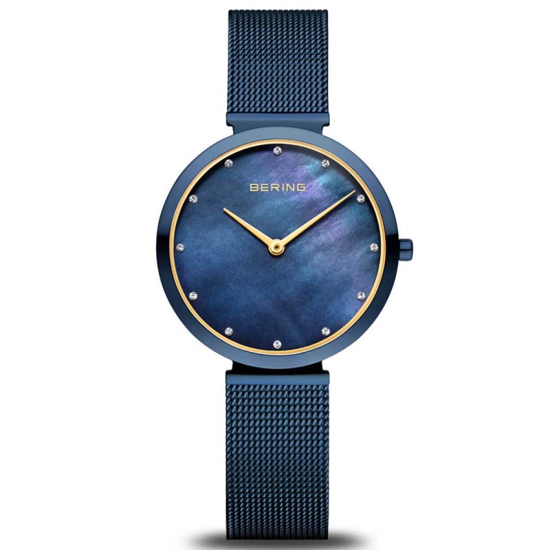 Reloj Bering Mujer Analógico Gold Accent Elegante Azul - 18132-399