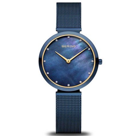 Reloj Bering Mujer Analógico Gold Accent Elegante Azul - 18132-399