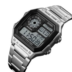 Reloj SKMEI Square 1335 Dual Timer Backlight Correas Acero - Plata