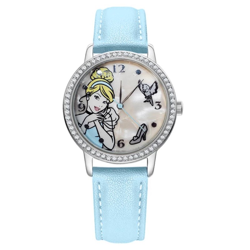 Reloj Mujer Disney Cenicienta Analógico Nácar Cristales Azul - PN1481
