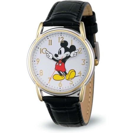 Reloj Unisex Disney Mickey Mouse Analógico Correa Piel Negro - W002755