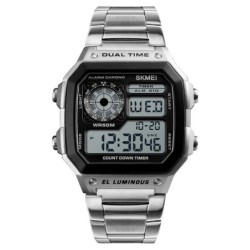 Reloj SKMEI Square 1335 Dual Timer Backlight Correas Acero - Plata