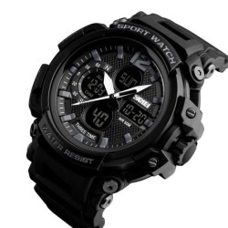 Reloj SKMEI COMBAT 1343 Fechador 3 Horarios Timer Waterproof - Negro