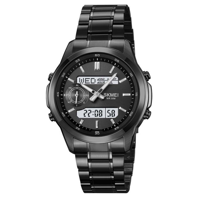 Reloj Hombre Skmei 2284 Dual Elegante Tiempo Mundial LED - Negro