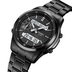 Reloj Hombre Skmei 2284 Dual Elegante Tiempo Mundial LED - Negro