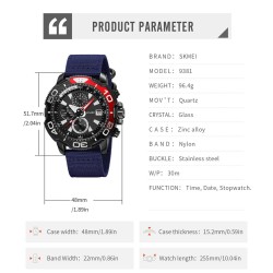 Reloj Hombre Skmei Adventure Analógico  Cronómetro Fecha Azul 9381