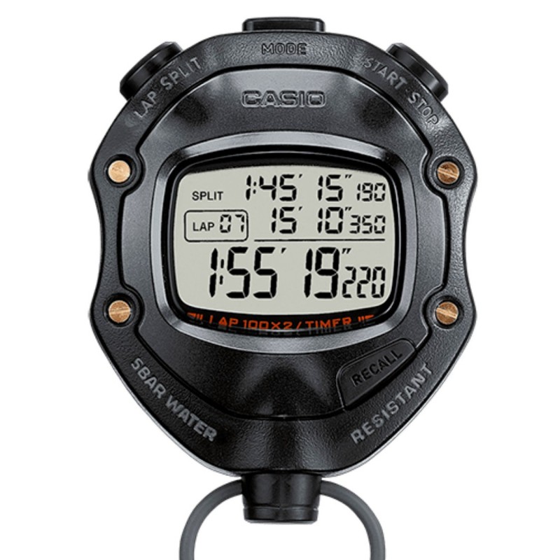 Cronómetro CASIO HS-80TW Rango 10 Hrs 100 Memorias X2 01/1000 - Negro