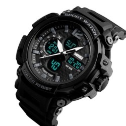 Reloj SKMEI COMBAT 1343 Fechador 3 Horarios Timer Waterproof - Negro