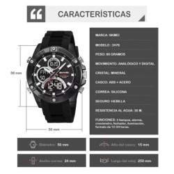 Reloj Skmei Vector Hombre Analógico Digital Alarma Cronometro 2476