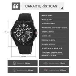 Reloj Skmei Layer Hombre Analógico Digital Luz LED Cronometro 2487