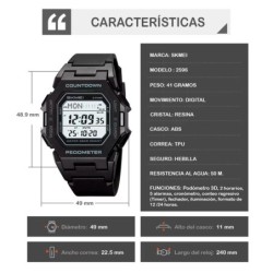 Reloj Skmei Motion Unisex Digital Deportivo Podometro 5 Alarmas 2596