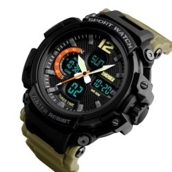 Reloj SKMEI COMBAT 1343 Fechador 3 Horarios Timer Waterproof - Caqui