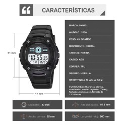 Reloj Skmei Black Hawk Hombre Digital Deportivo Multifunción 2636