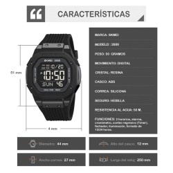 Reloj Skmei Enduro Hombre Digital Deportivo 2 Zonas Multifunción 2689