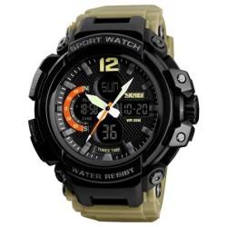 Reloj SKMEI COMBAT 1343 Fechador 3 Horarios Timer Waterproof - Caqui