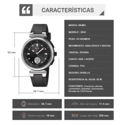 Reloj Skmei Zenith Hombre Analógico Digital Casual Alarma Plata 2634