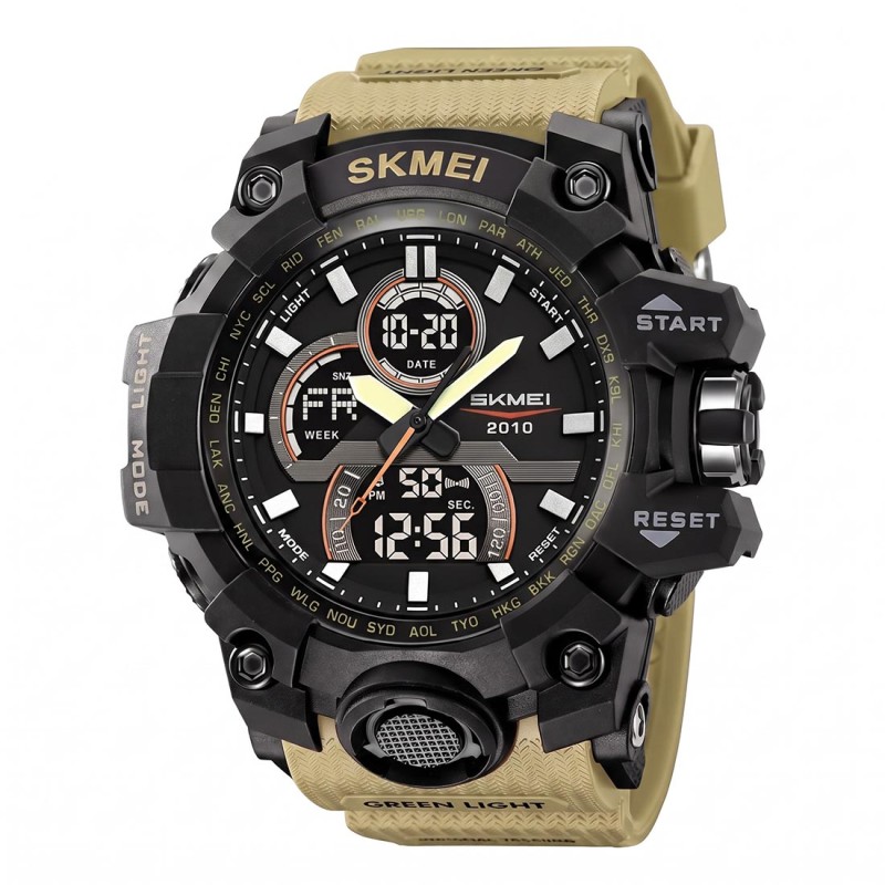 Reloj Skmei Proteus Hombre Analógico Digital Multifunción Caqui 2625