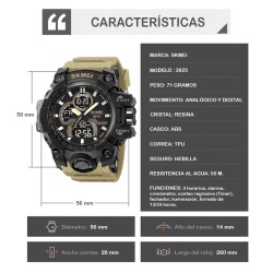 Reloj Skmei Proteus Hombre Analógico Digital Multifunción Caqui 2625