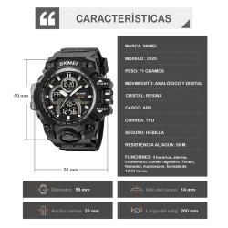 Reloj Skmei Proteus Hombre Analógico Digital Multifunción Negro 2625